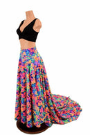 Long, High Waist Puddle Train Circle Cut Skirt - Coquetry Clothing