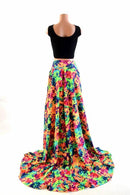 Long, High Waist Puddle Train Circle Cut Skirt - Coquetry Clothing