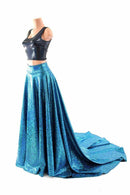 Long, High Waist Puddle Train Circle Cut Skirt - Coquetry Clothing