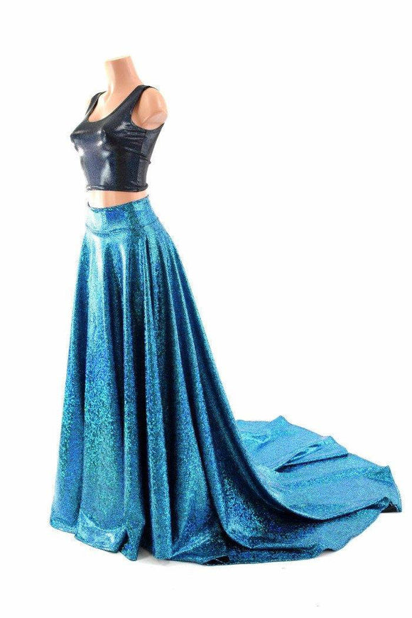 Long, High Waist Puddle Train Circle Cut Skirt - Coquetry Clothing