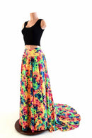 Long, High Waist Puddle Train Circle Cut Skirt - Coquetry Clothing