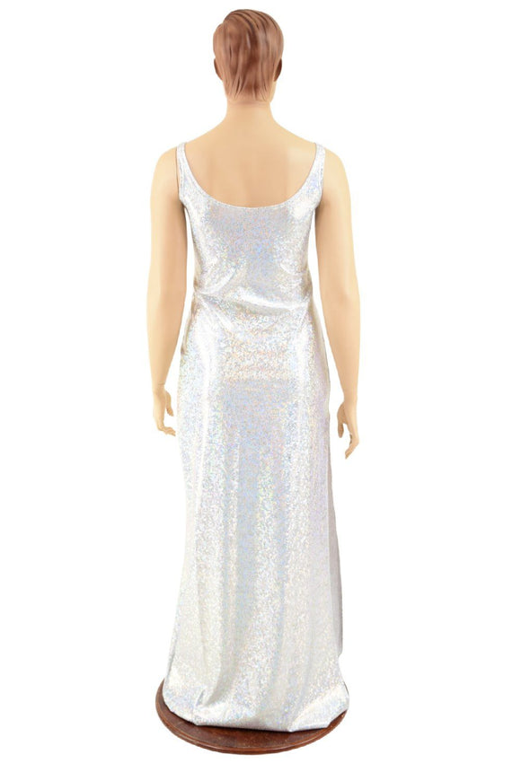 Long, Single Side Slit Gown with Skinny Tank Straps - Coquetry Clothing
