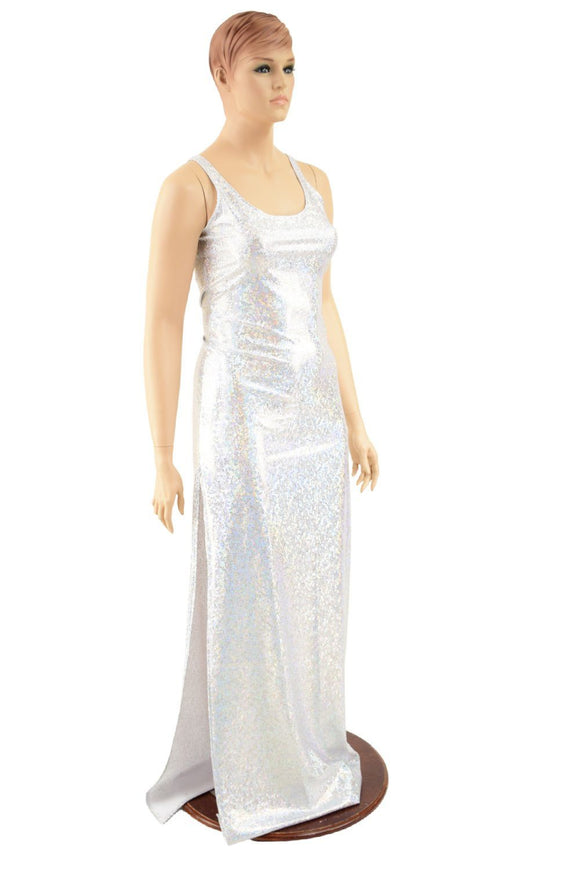 Long, Single Side Slit Gown with Skinny Tank Straps - Coquetry Clothing