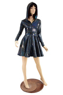 Long Sleeve Hooded Skater Dress with Full Separating Front Zipper - Coquetry Clothing