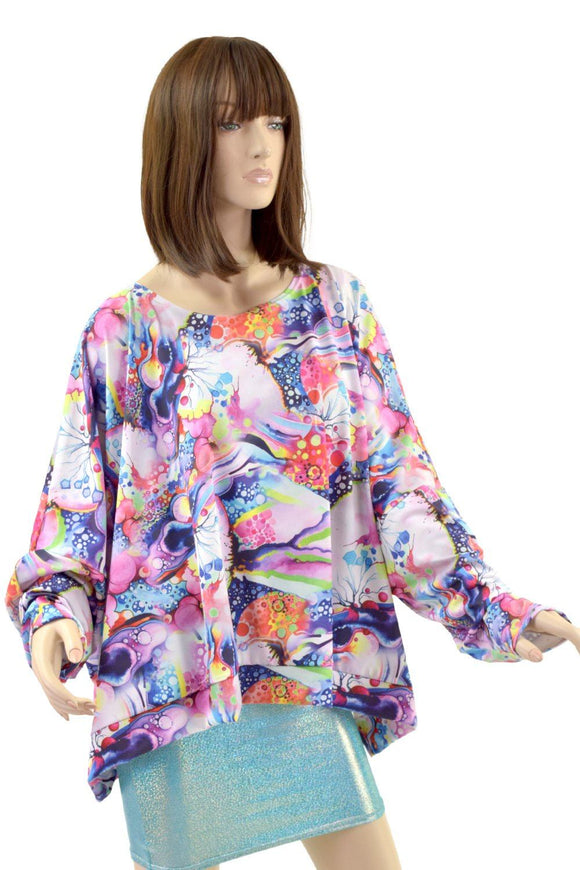 Long Sleeve Pullover Poncho in Dreamscape - Coquetry Clothing