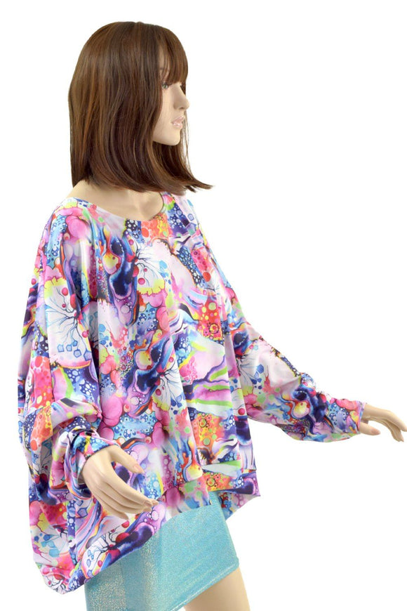 Long Sleeve Pullover Poncho in Dreamscape - Coquetry Clothing