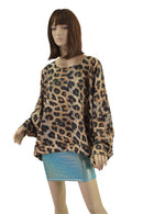 Long Sleeve Pullover Poncho in Leopard Print - Coquetry Clothing