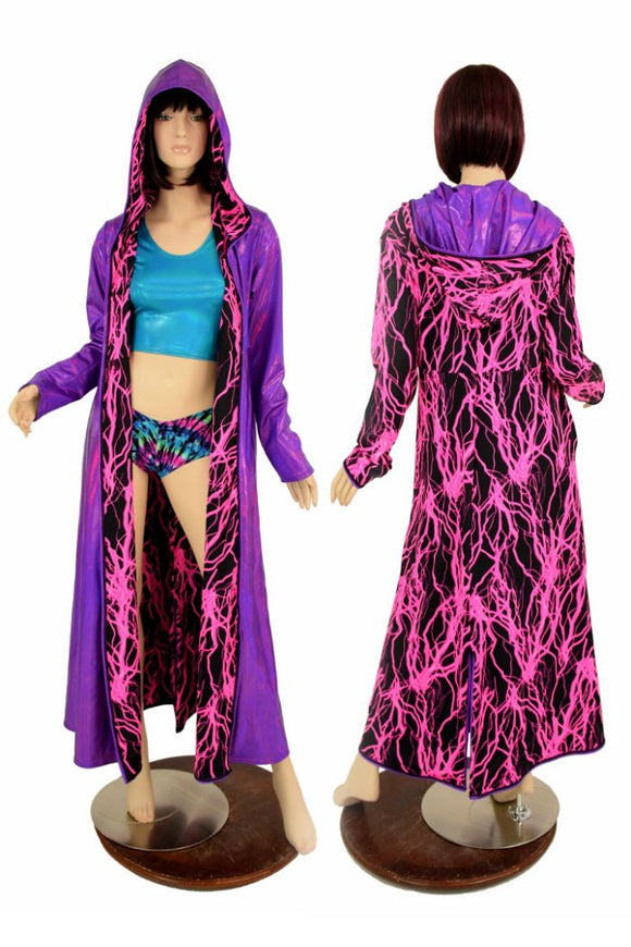 Long Sleeve Reversible Hooded Duster - Coquetry Clothing