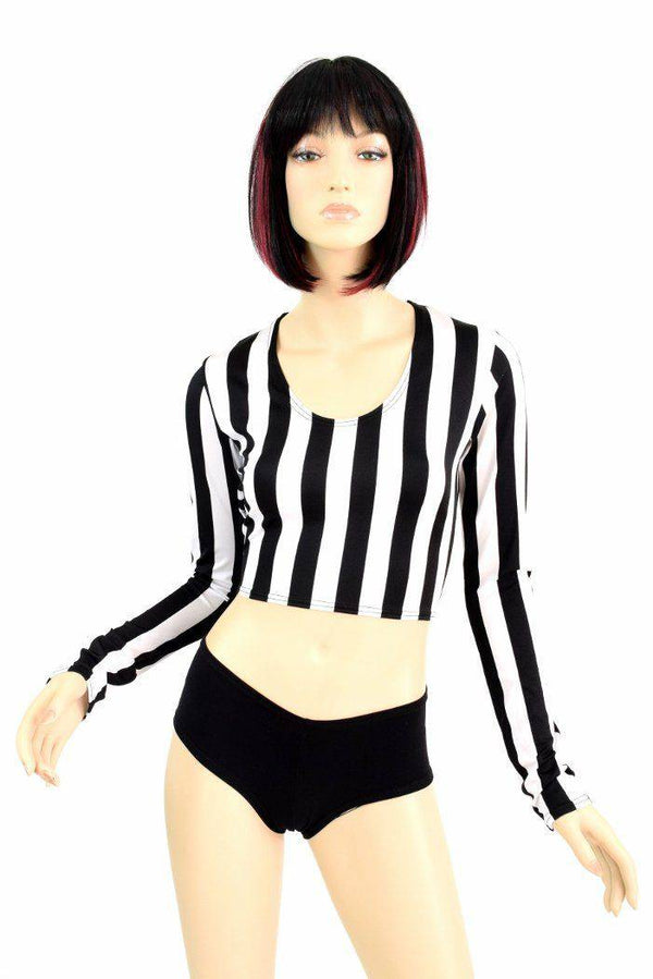 Long Sleeve Striped Crop Top - 1