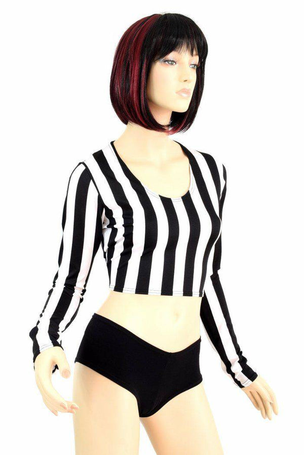 Long Sleeve Striped Crop Top - 2