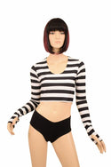 Long Sleeve Thumb Hole Crop Top - 1