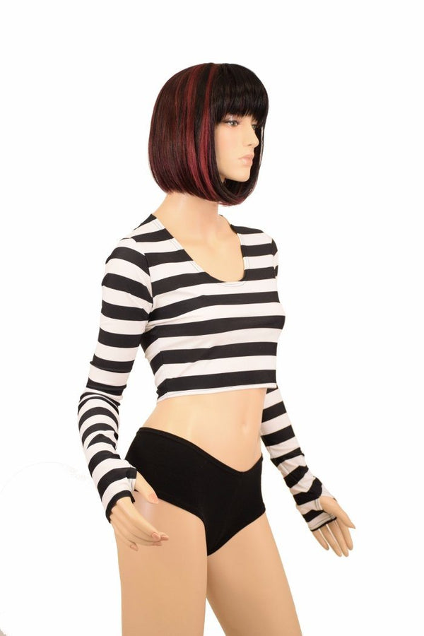 Long Sleeve Thumb Hole Crop Top - 2