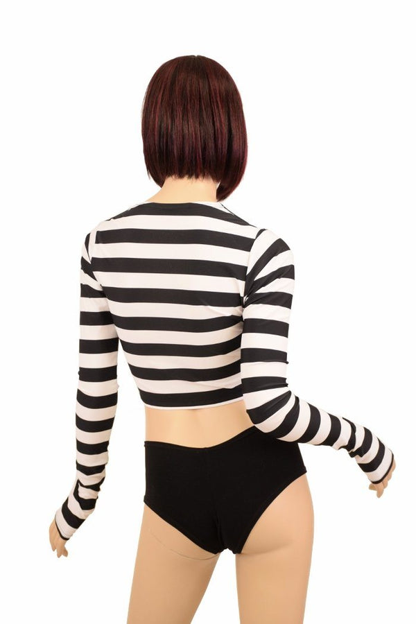 Long Sleeve Thumb Hole Crop Top - 3