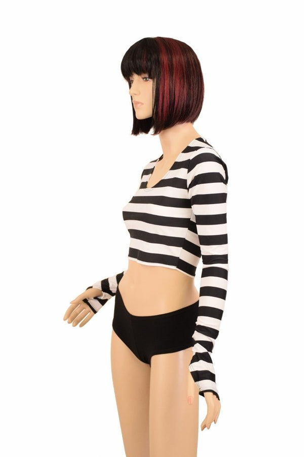 Long Sleeve Thumb Hole Crop Top - 4