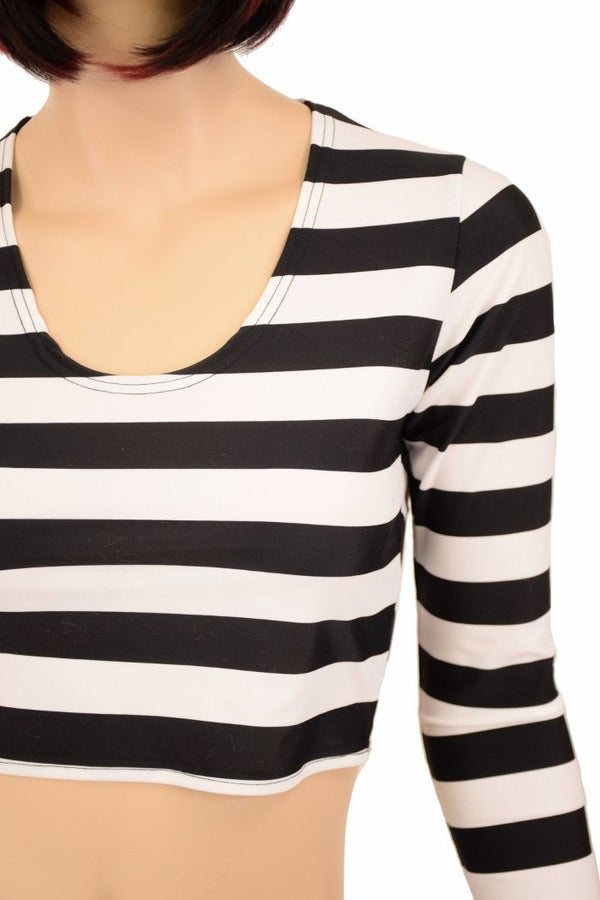Long Sleeve Thumb Hole Crop Top - 8