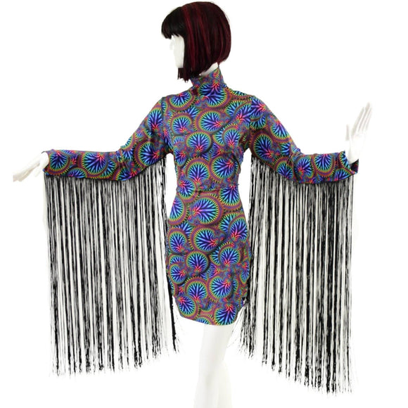 Long Sleeve Turtle Neck Dress with 30" Fringe - Coquetry Clothing
