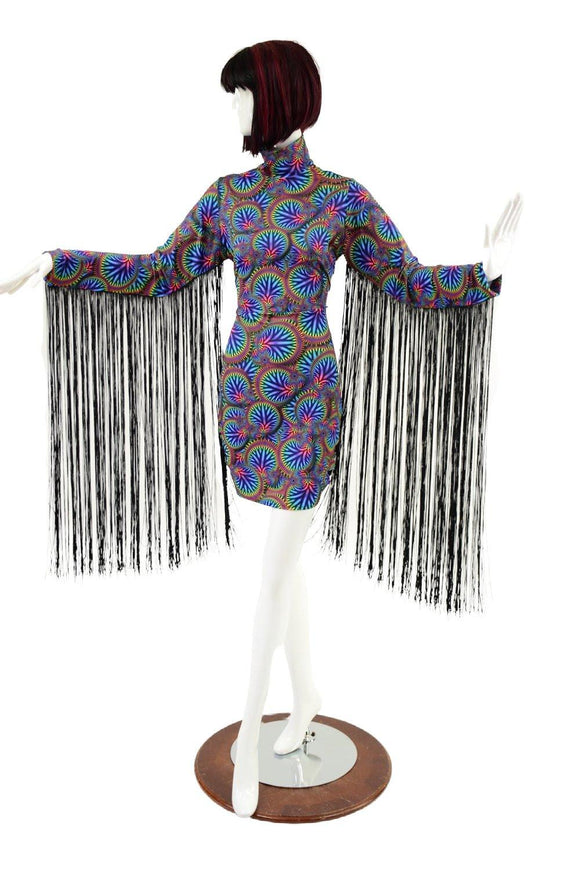 Long Sleeve Turtle Neck Dress with 30" Fringe - Coquetry Clothing