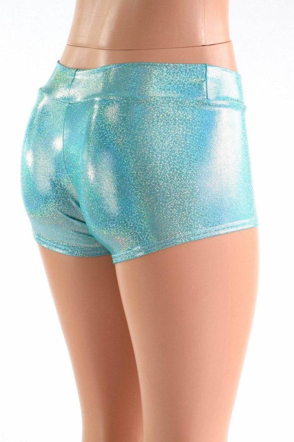 Lowrise Seafoam Holographic Shorts - Coquetry Clothing