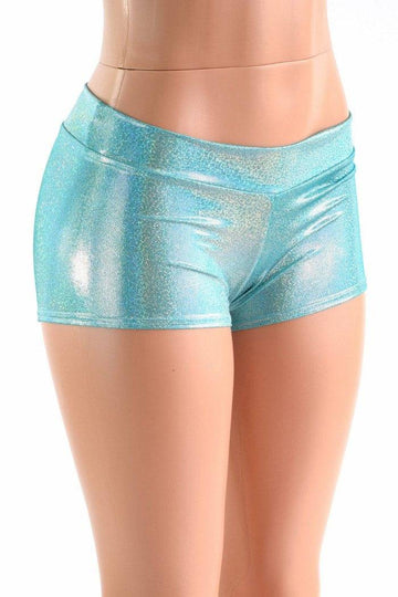 Lowrise Seafoam Holographic Shorts - Coquetry Clothing