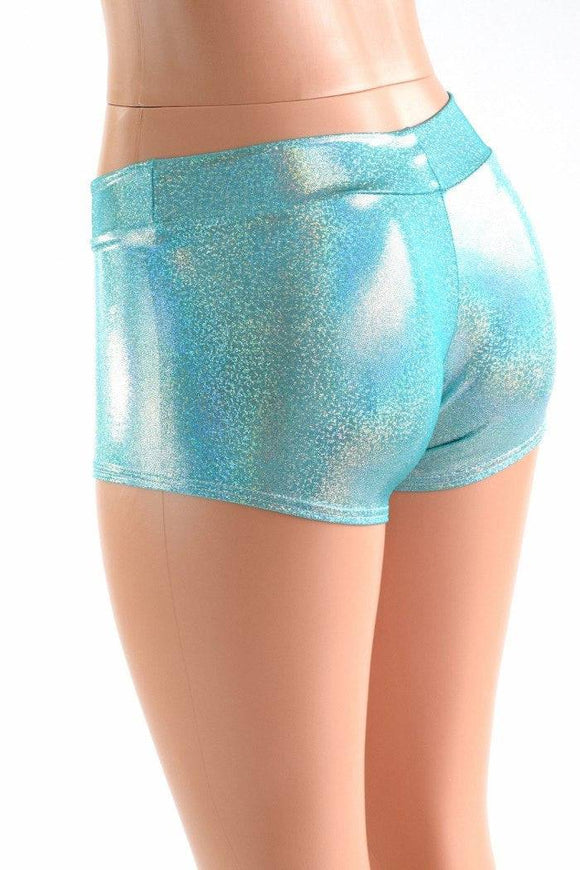 Lowrise Seafoam Holographic Shorts - Coquetry Clothing