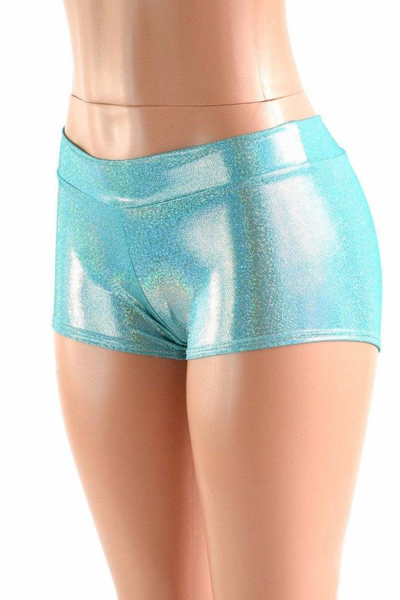 Lowrise Seafoam Holographic Shorts - Coquetry Clothing