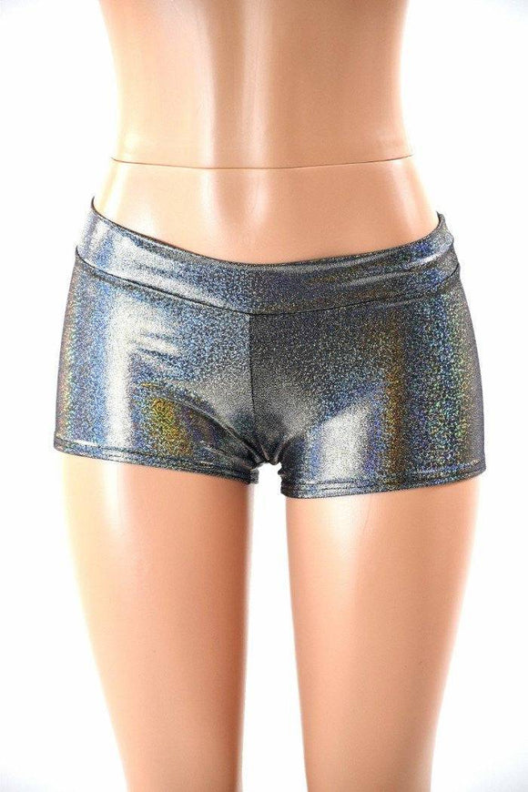 Lowrise Shorts in Silver Holographic - Coquetry Clothing