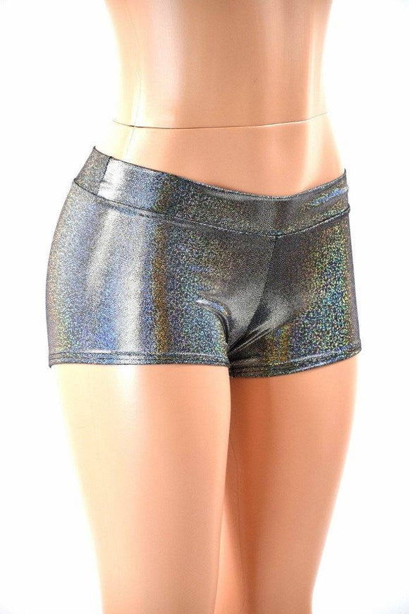 Lowrise Shorts in Silver Holographic - Coquetry Clothing