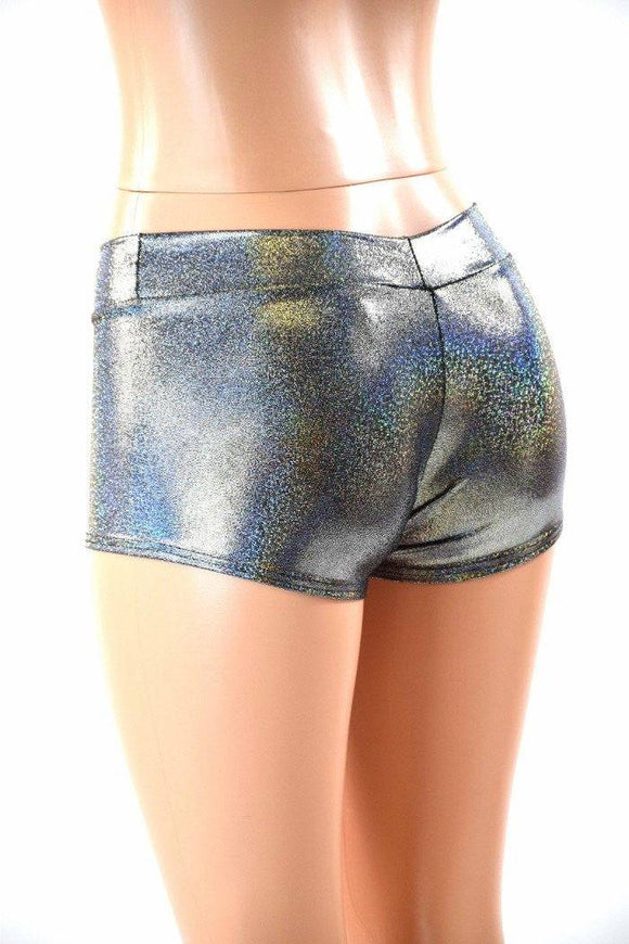 Lowrise Shorts in Silver Holographic - Coquetry Clothing