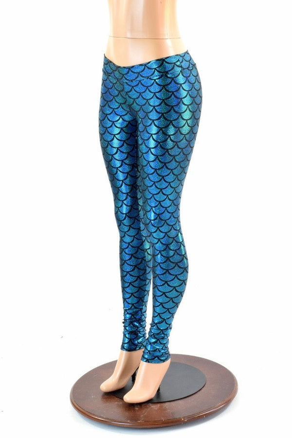 Turquoise Mid Rise Mermaid Leggings - 1
