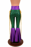 Mardi Gras 2PC Lace Up Top and Bell Bottom Pants Set - Coquetry Clothing