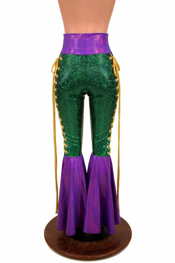 Mardi Gras 2PC Lace Up Top and Bell Bottom Pants Set - Coquetry Clothing