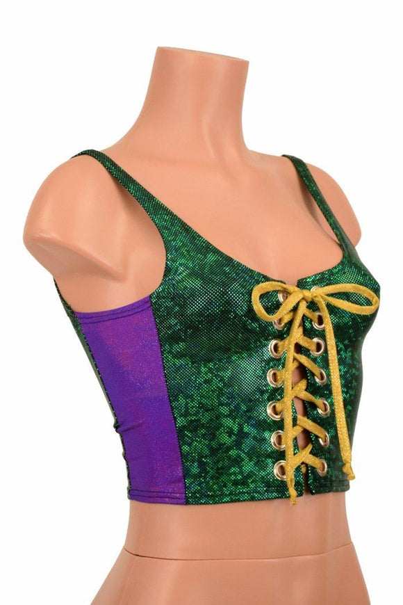 Mardi Gras 2PC Lace Up Top and Bell Bottom Pants Set - Coquetry Clothing