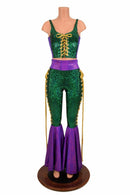 Mardi Gras 2PC Lace Up Top and Bell Bottom Pants Set - Coquetry Clothing
