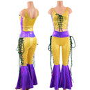 Mardi Gras 2PC Lace Up Top and Bell Bottoms Set - Coquetry Clothing