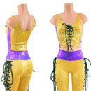 Mardi Gras 2PC Lace Up Top and Bell Bottoms Set - Coquetry Clothing