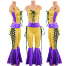 Mardi Gras 2PC Lace Up Top and Bell Bottoms Set - Coquetry Clothing