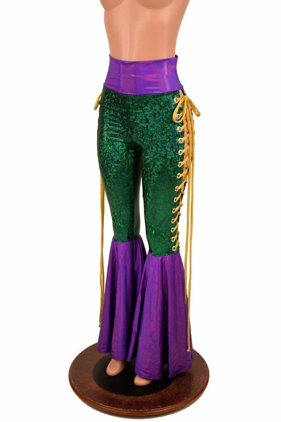 Mardi Gras Lace Up Bell Bottom Flares - Coquetry Clothing