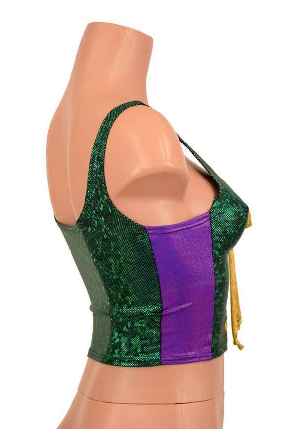 Mardi Gras Lace Up Crop Tank - Coquetry Clothing