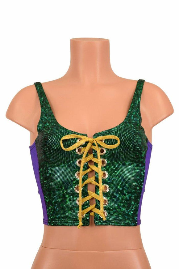 Mardi Gras Lace Up Crop Tank - Coquetry Clothing