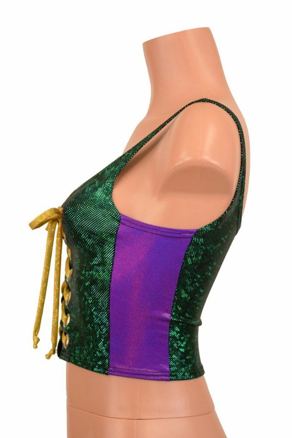 Mardi Gras Lace Up Crop Tank - 4