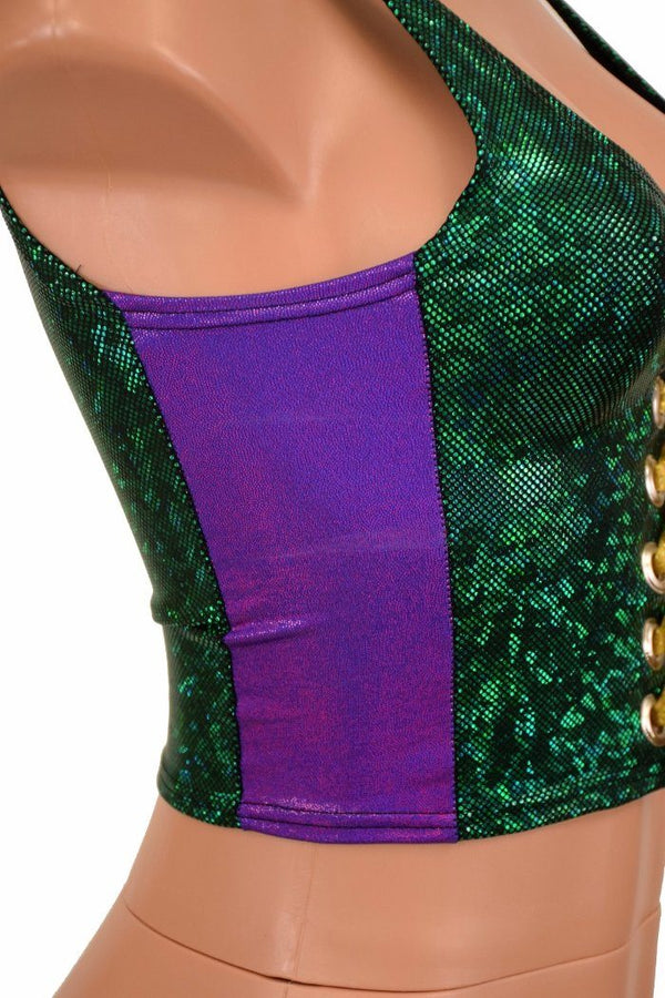 Mardi Gras Lace Up Crop Tank - 7