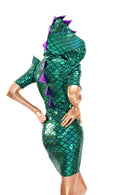 Mardi Gras Sharp Shoulder Dragon Dress - Coquetry Clothing