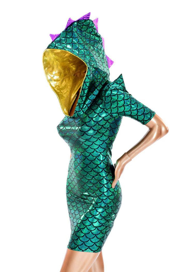 Mardi Gras Sharp Shoulder Dragon Dress - Coquetry Clothing