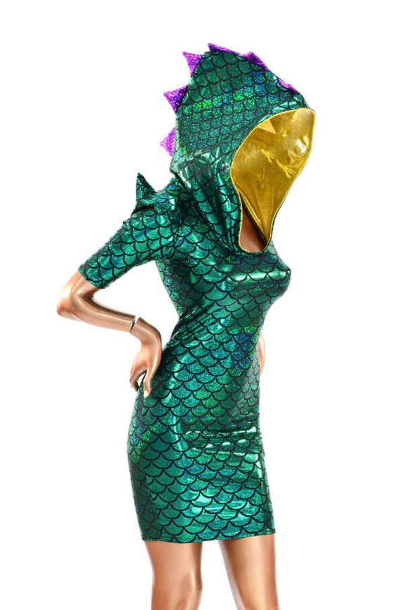 Mardi Gras Sharp Shoulder Dragon Dress - Coquetry Clothing