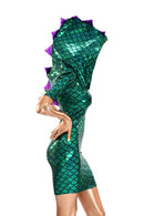 Mardi Gras Sharp Shoulder Dragon Dress - Coquetry Clothing