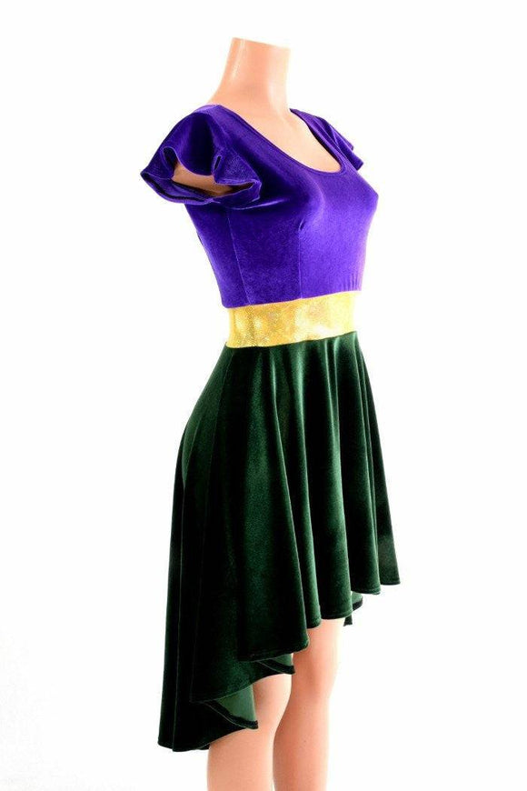 Mardi Gras Velvet Hi Lo Skater Dress - Coquetry Clothing