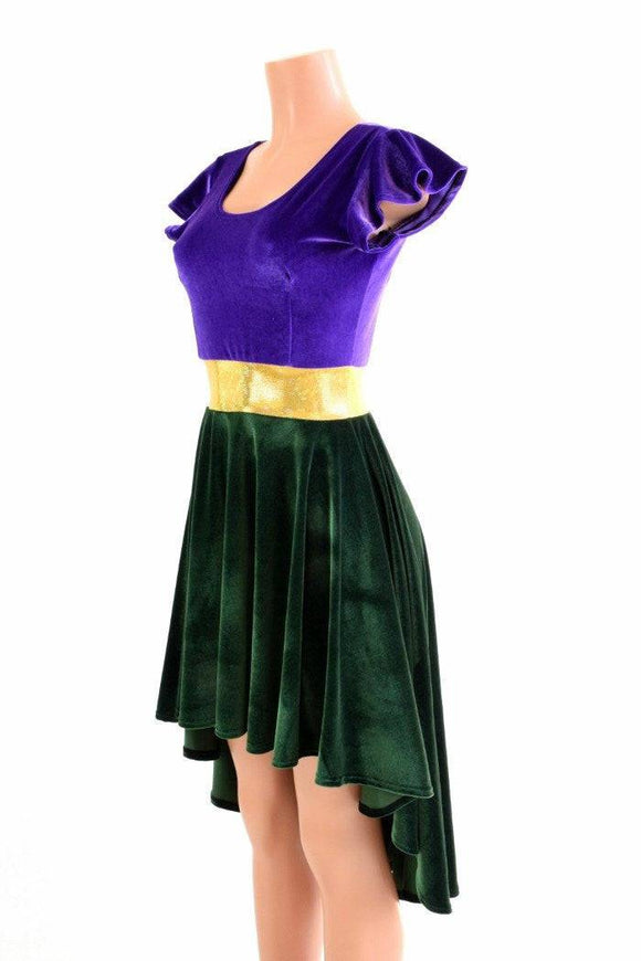 Mardi Gras Velvet Hi Lo Skater Dress - Coquetry Clothing