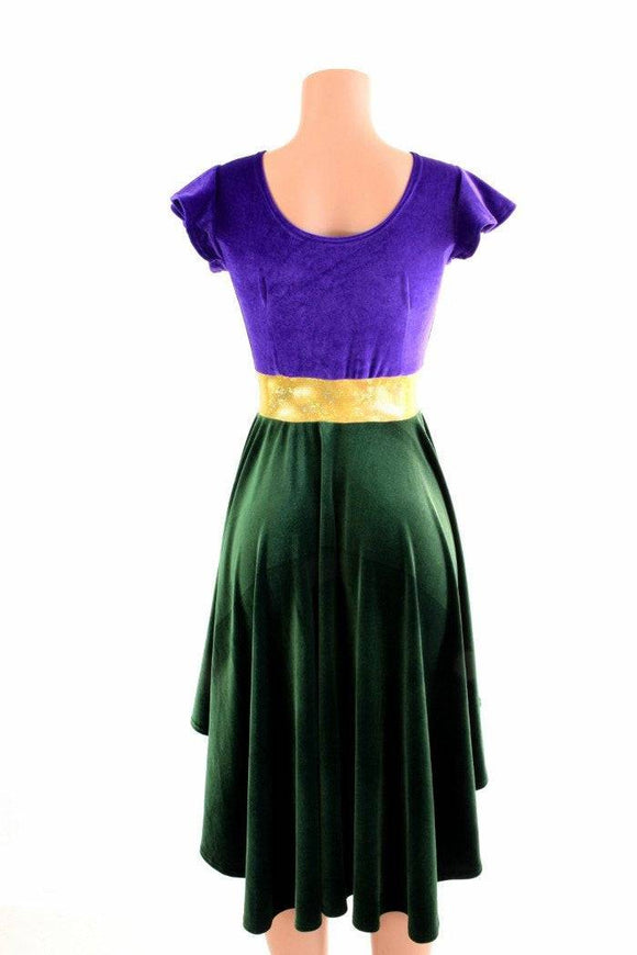 Mardi Gras Velvet Hi Lo Skater Dress - Coquetry Clothing