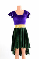 Mardi Gras Velvet Hi Lo Skater Dress - Coquetry Clothing