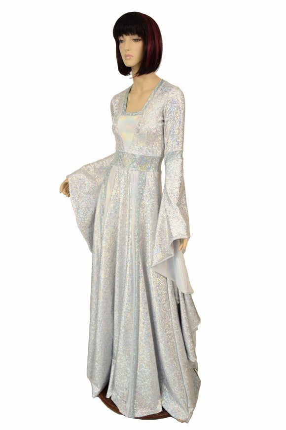 Marian Gown in Elven LARP colors with Sorceress Sleeves - Coquetry Clothing